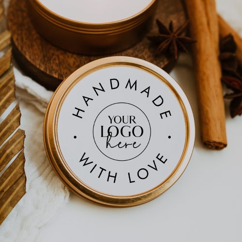 Chic Typography Business Logo Handmade With Love Classic Round Sticker