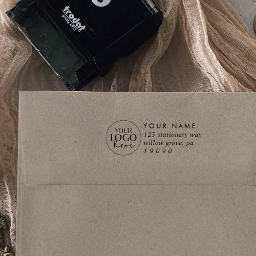 Chic Typography Business Logo Return Address Self_inking Stamp