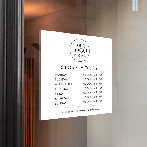 Chic Typography Business Logo Store Hours Window Cling