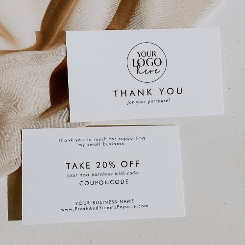 Chic Typography Business Logo Thank You Discount Card