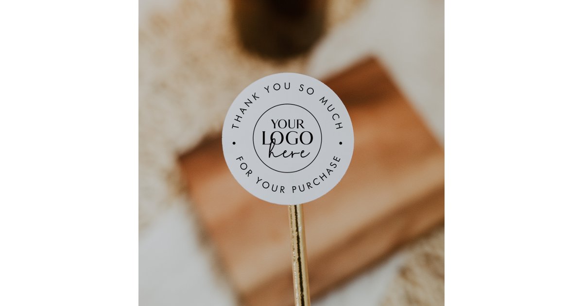 Chic Typography Business Logo Thank You For Order Classic Round Sticker ...