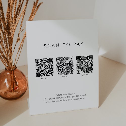 Chic Typography Business QR Code Scan To Pay Pedestal Sign