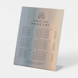 Chic Typography Business Services Price List Pedestal Sign