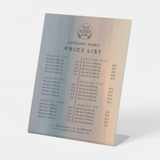 Chic Typography Business Services Price List Pedestal Sign