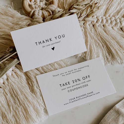 Chic Typography Business Thank You Discount Card