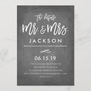 Chic Typography Chalkboard Engagement Party Invitation