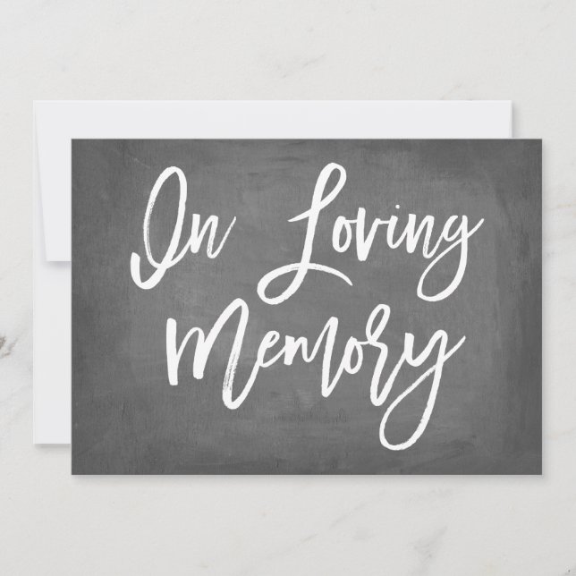 Chic Typography Chalkboard In Loving Memory Print Invitation (Front)