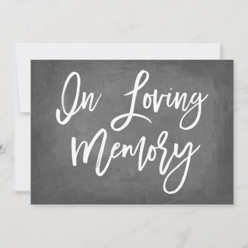 Chic Typography Chalkboard In Loving Memory Print Invitation