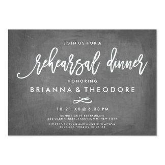 Chic Typography Chalkboard Rehearsal Dinner Card
