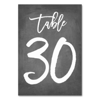 Chic Typography Chalkboard Table Number | Table 30