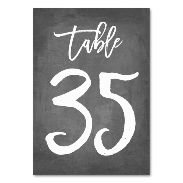 Chic Typography Chalkboard Table Number | Table 35 (Front)