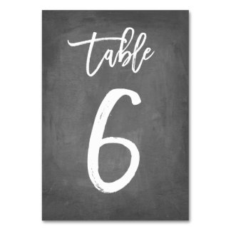 Chic Typography Chalkboard Table Number | Table 6
