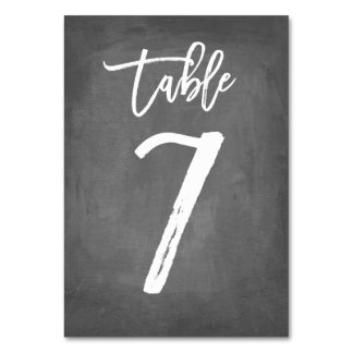 Chic Typography Chalkboard Table Number | Table 7