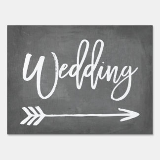 Wedding Arrow Yard Lawn Signs Zazzle Chic Typography Chalkboard Wedding Arrow Sign