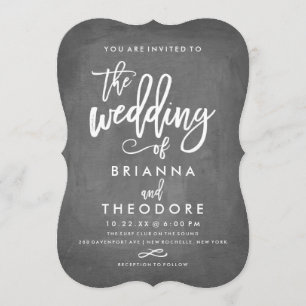 Chic Typography Chalkboard Wedding Invitation