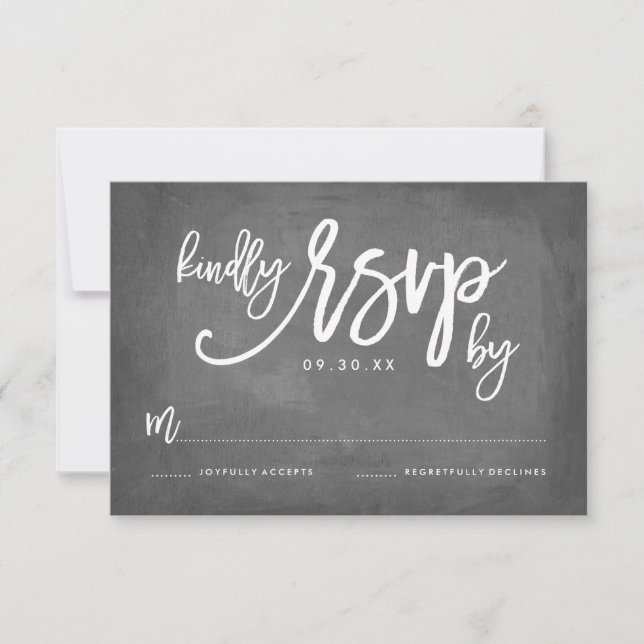 Chic Typography Chalkboard Wedding RSVP (Front)