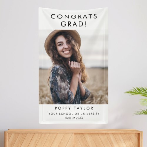 Chic Typography Congrats Grad Photo Graduation Banner