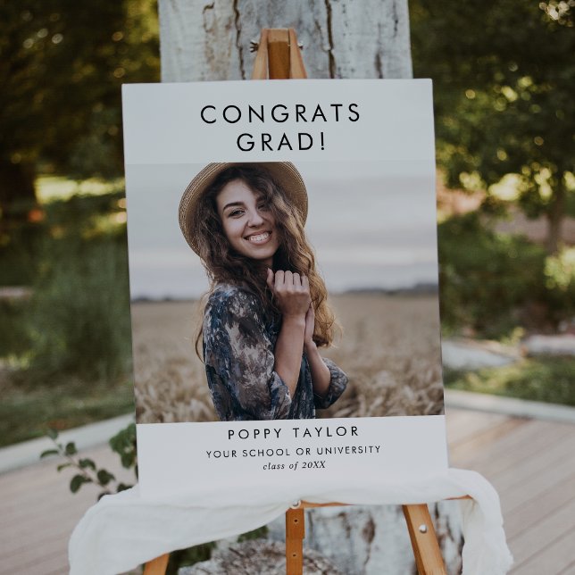 Chic Typography Congrats Grad Photo Graduation Foam Board (Creator Uploaded)