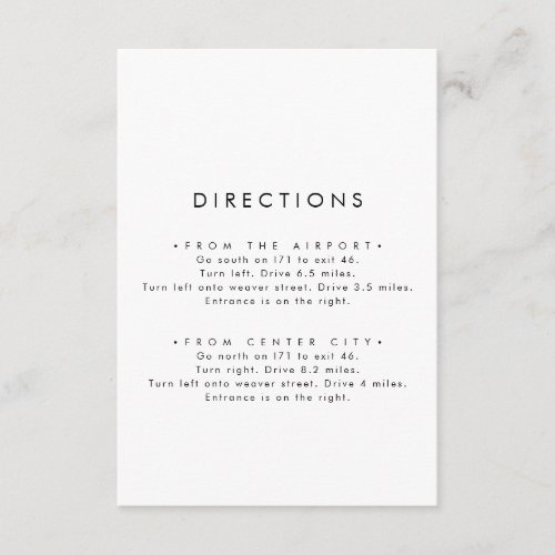 Chic Typography Directions Enclosure Card