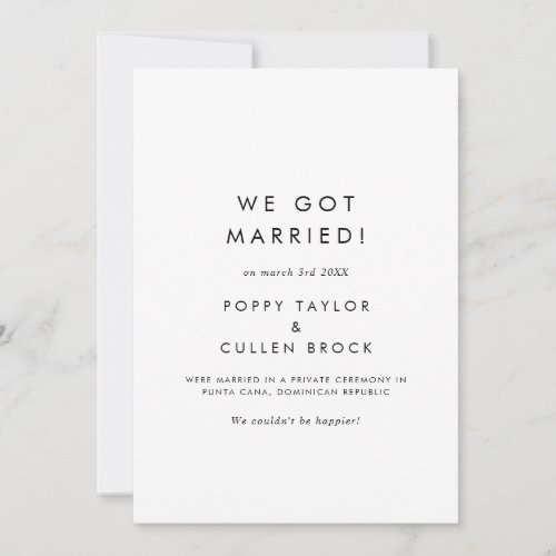 Chic Typography Elopement Announcement