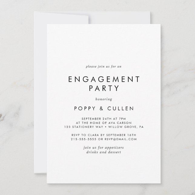 Chic Typography Engagement Party Invitation (Front)