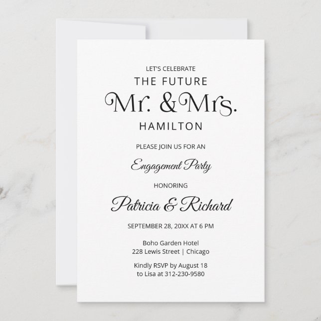 Chic Typography Engagement Party Invitation (Front)