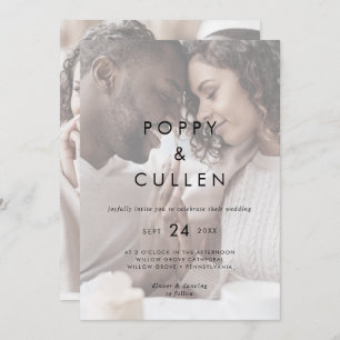 Chic Typography   Faded Photo Casual Wedding Invitation