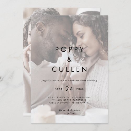 Chic Typography  Faded Photo Casual Wedding Invitation