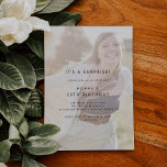 Chic Typography | Faded Photo Surprise Party Invitation<br><div class="desc">This chic typography faded photo surprise party invitation is perfect for a modern event. The simple design features classic minimalist black and white typography with a rustic boho feel. This invitation can be used for a birthday,  retirement,  or any surprise party.</div>