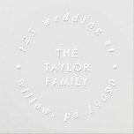 Chic Typography Family Name Circular Address Embosser<br><div class="desc">This chic typography family name circular address embosser is perfect for modern Christmas or holiday cards. The simple design features classic minimalist typography with a rustic boho feel.</div>