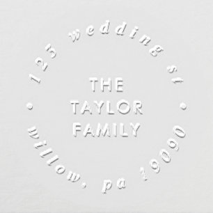Chic Typography Family Name Circular Address Embosser