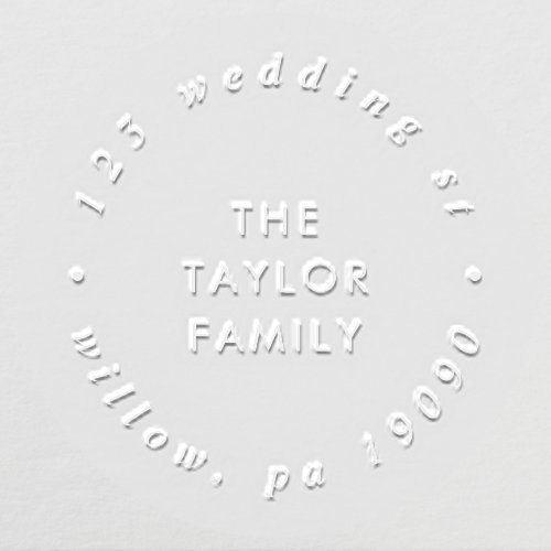 Chic Typography Family Name Circular Address Embosser