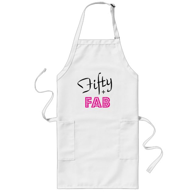 Chic Typography Fifty + FAB 50th Birthday Long Apron (Front)