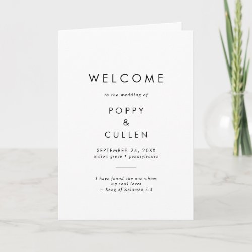 Chic Typography Folded Wedding Program