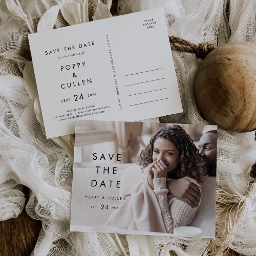 Chic Typography Full Photo Save the Date Invitation Postcard