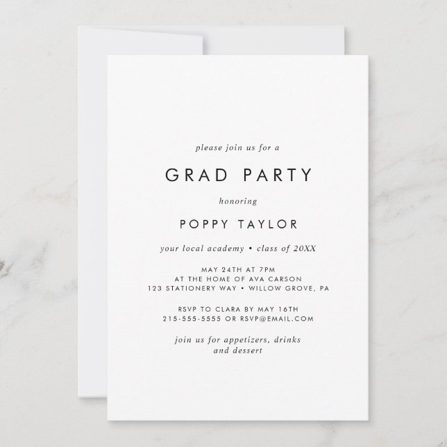 Chic Typography Grad Party Invitation (Front)