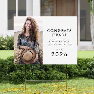 Chic Typography Grad Photo Graduation Yard Sign