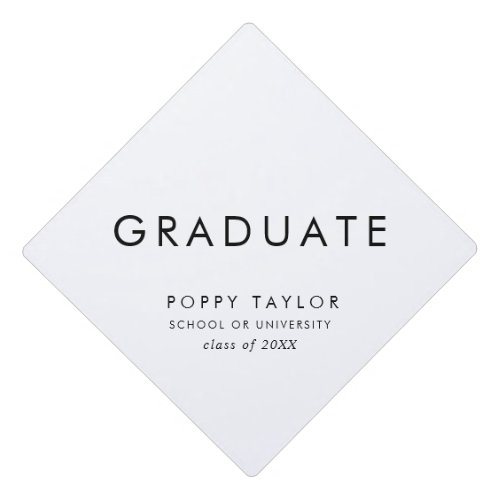 Chic Typography Graduate Name and Class Year Graduation Cap Topper