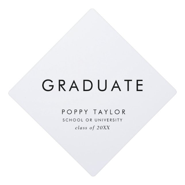Chic Typography Graduate Name and Class Year Graduation Cap Topper (Front)