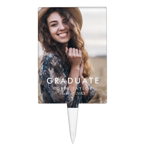 Chic Typography Graduate Photo Graduation Party Cake Topper