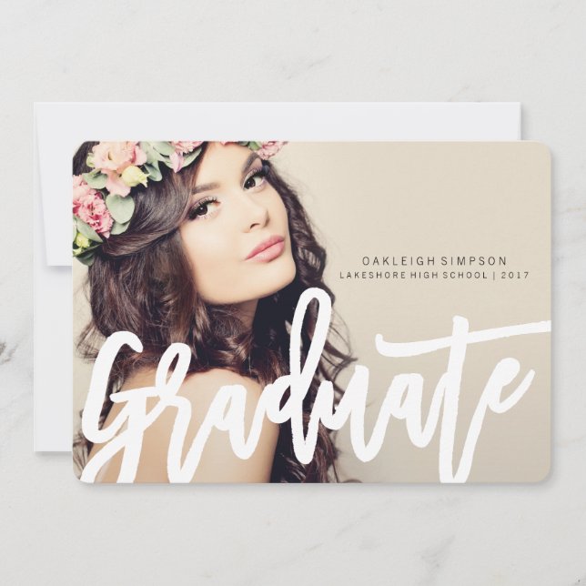 Chic Typography Graduation Annoucement Announcement (Front)