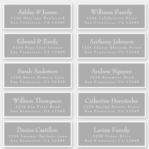Chic Typography Gray Wedding Guest Address Labels