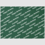 Chic Typography Green Happy Birthday, Grandpa! Tissue Paper<br><div class="desc">A chic white-on-purple - Happy Birthday,  Grandma! - make the customizable typography pattern embellishes the tissue paper. The best,  if the coloration fails to work,  color it your way by selecting a new fill color. Should you require assistance or want to discuss a custom design,  contact https://t.me/KBMD3signs_chat.</div>