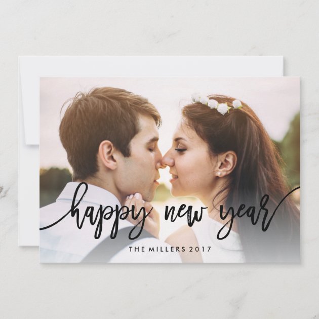 Chic Typography Happy New Year Holiday Photo Card