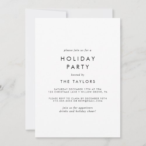 Chic Typography Holiday Party Invitation