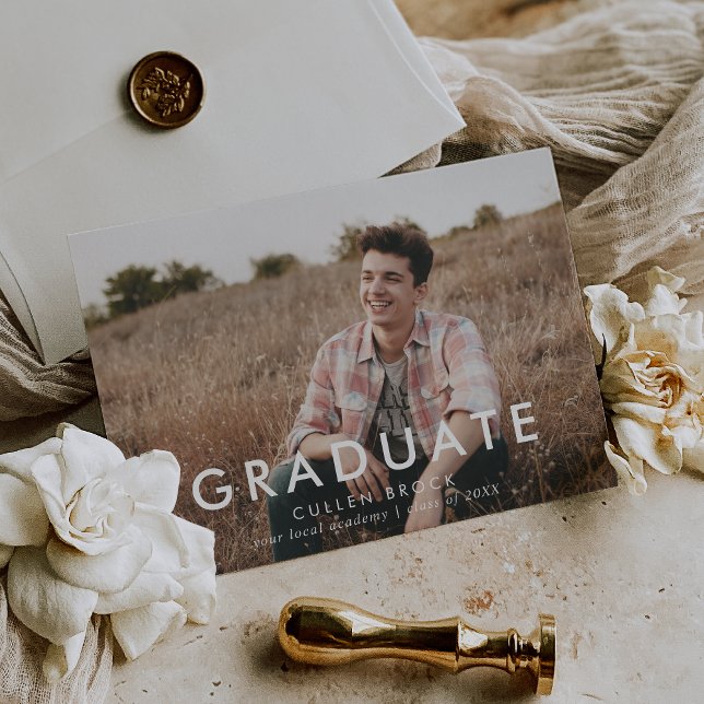 Chic Typography Horizontal Photo Graduation Announcement (Creator Uploaded)
