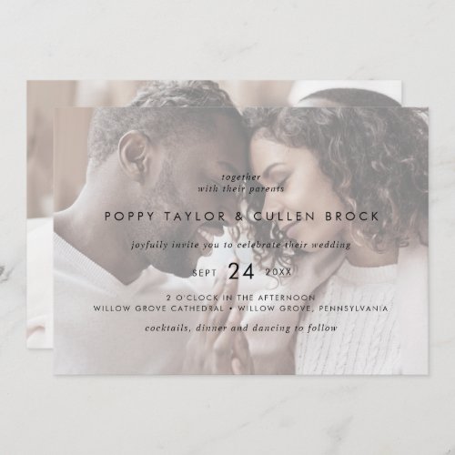 Chic Typography  Horizontal Photo Wedding Invitation