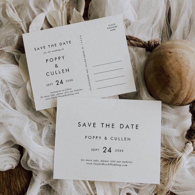 Chic Typography Horizontal Save the Date Postcard (Creator Uploaded)