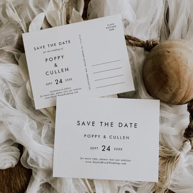 Chic Typography Horizontal Save the Date Postcard | Zazzle