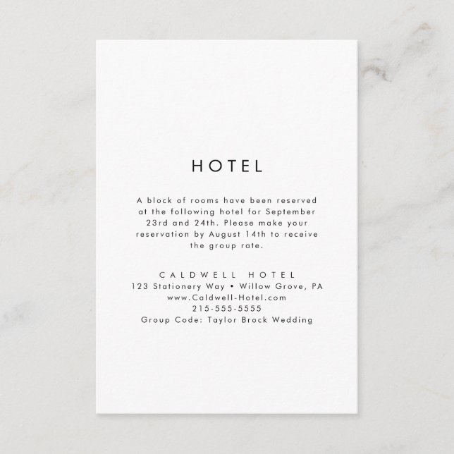 Chic Typography Hotel Enclosure Card (Front)